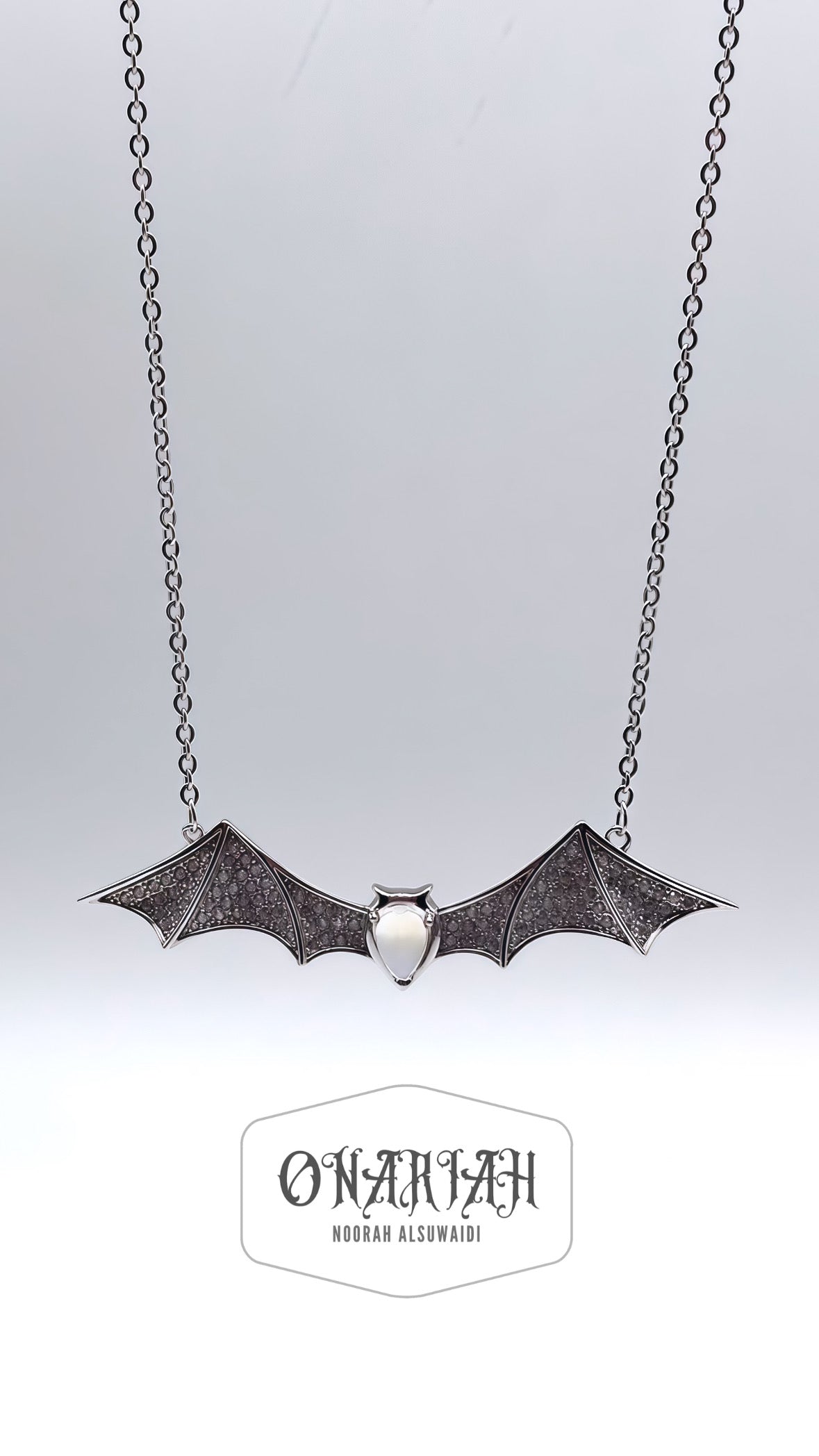 Morticia Glam Bat Necklace