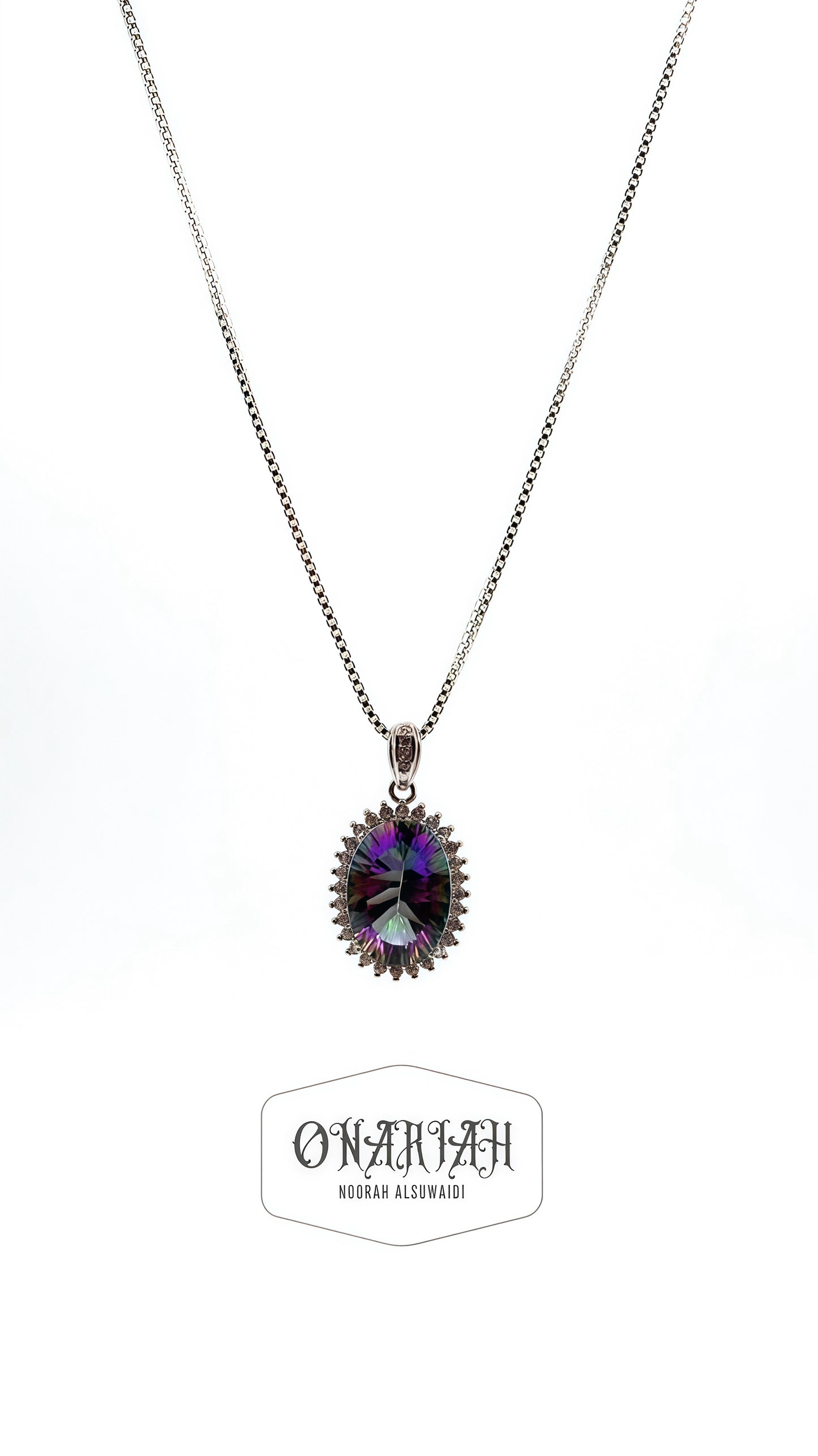 Mystic Quartz Halo Pendant