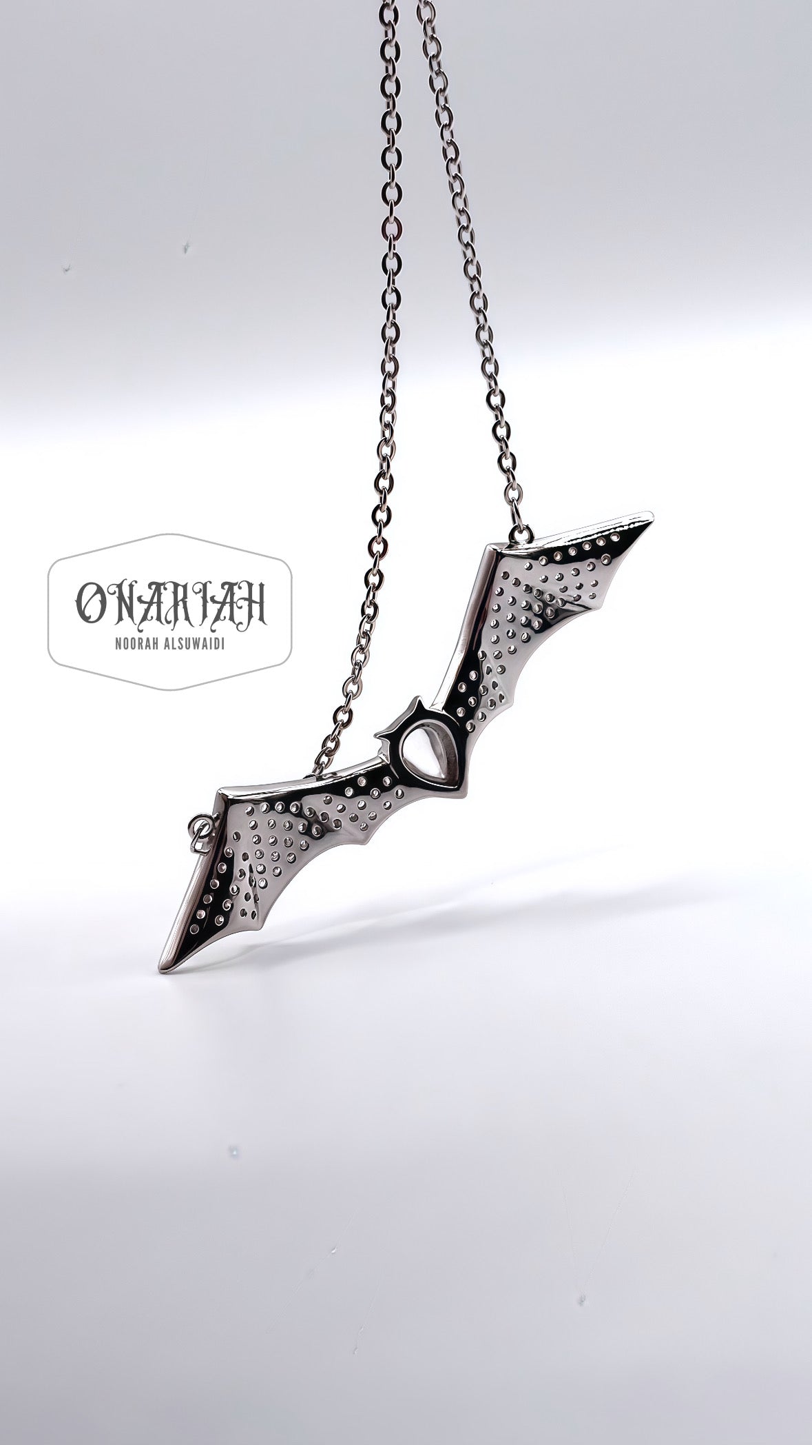 Morticia Glam Bat Necklace