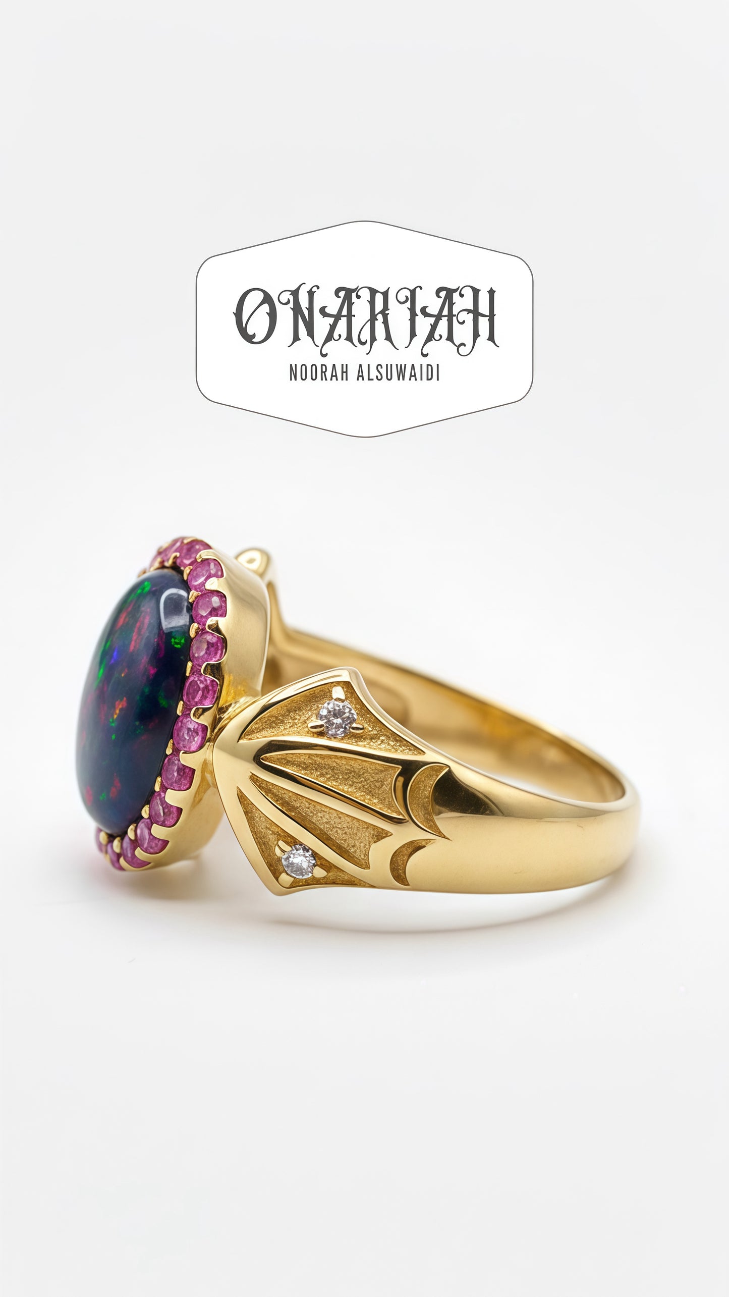 Golden Bat Opal Ring