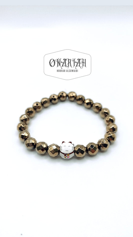 Pyrite Lucky Cat Bracelet