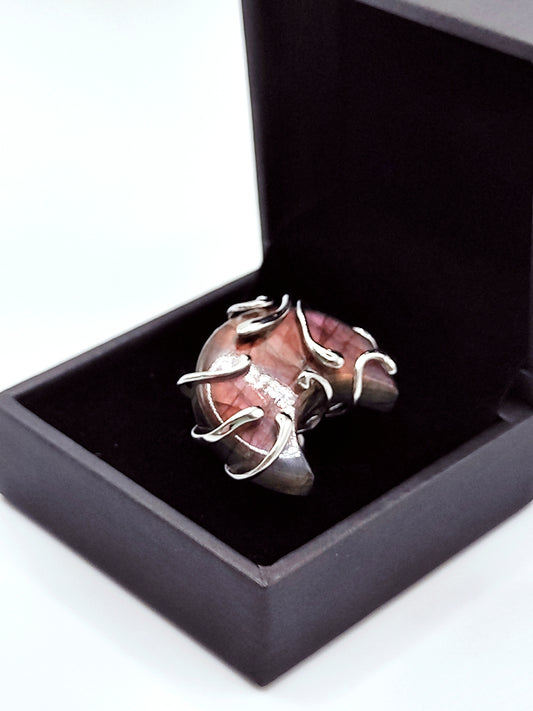 Labradorite Crescent Moon Ring