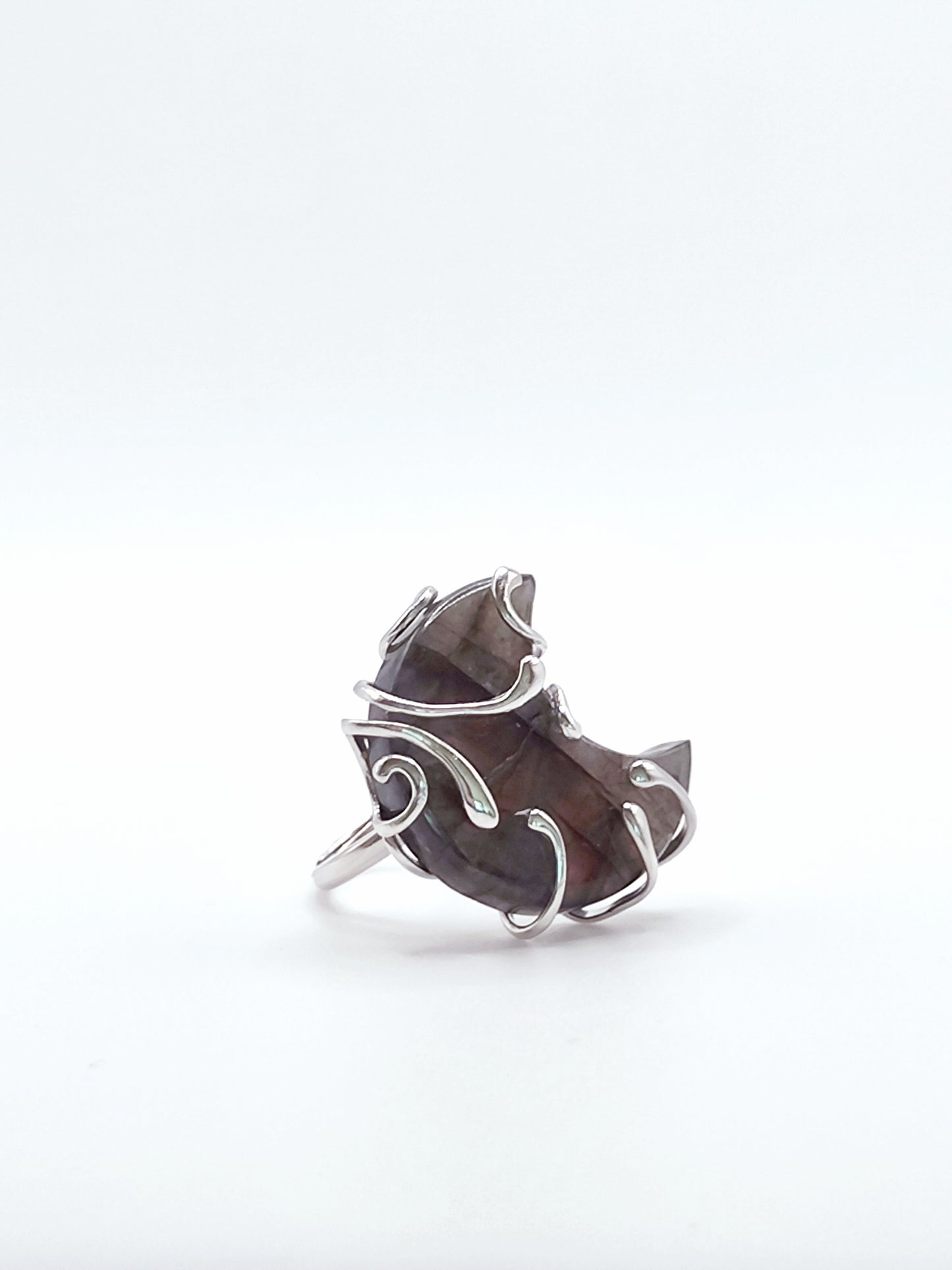 Labradorite Crescent Moon Ring