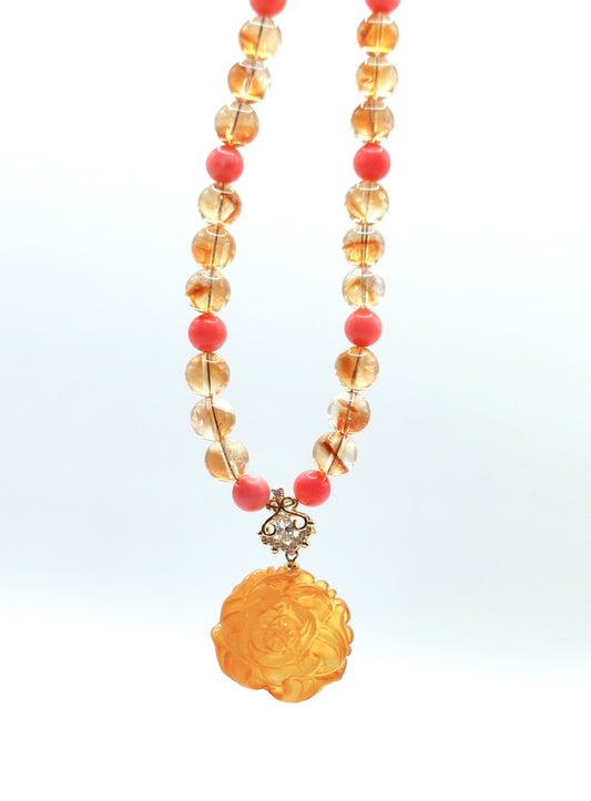 Carved Baltic Amber Necklace