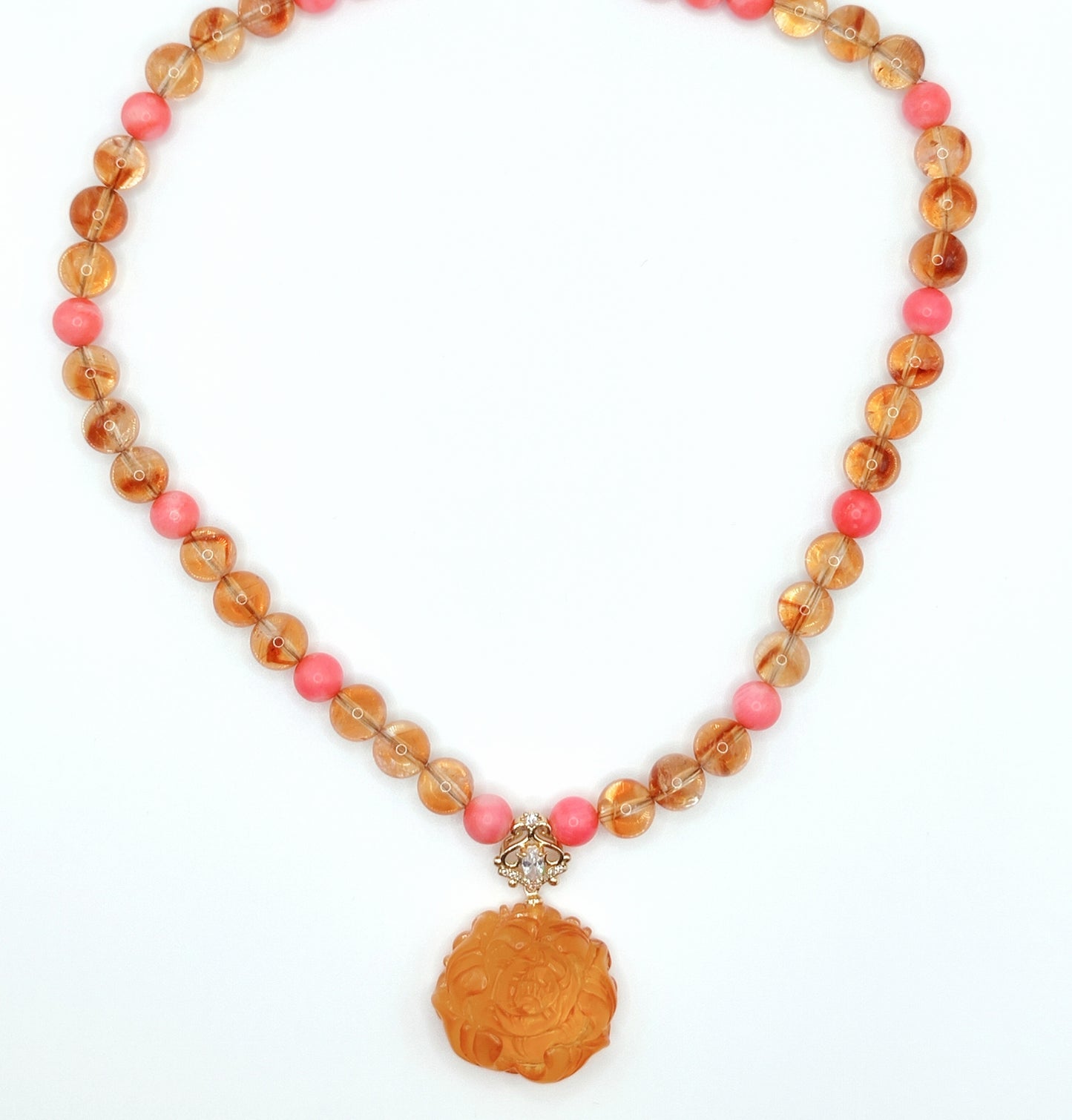 Carved Baltic Amber Necklace