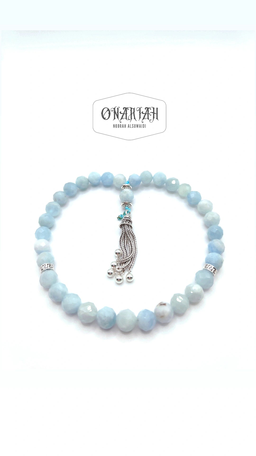 Faceted Aquamarine Misbaha - 34 pcs