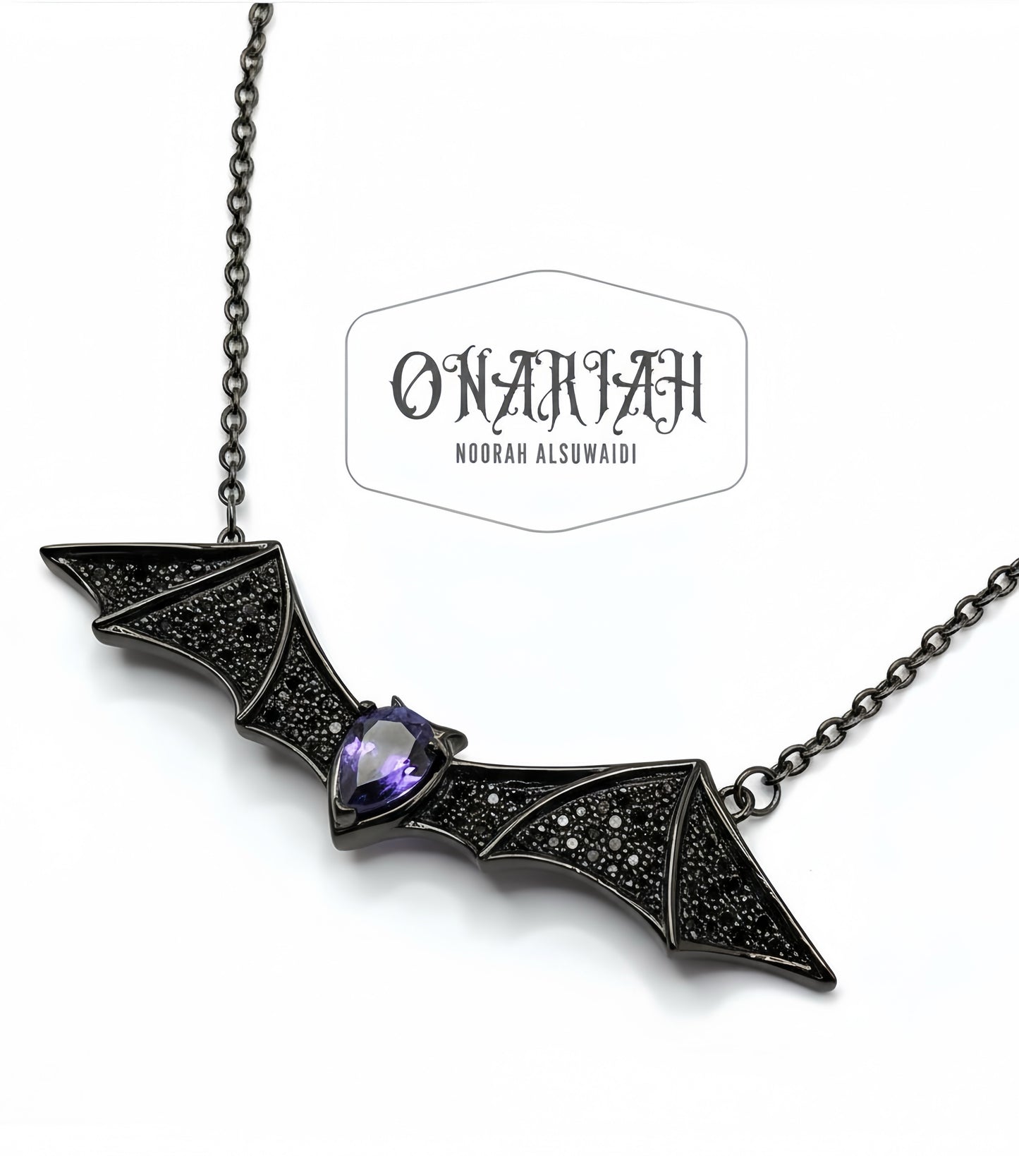 Morticia Dark Glam Bat Necklace