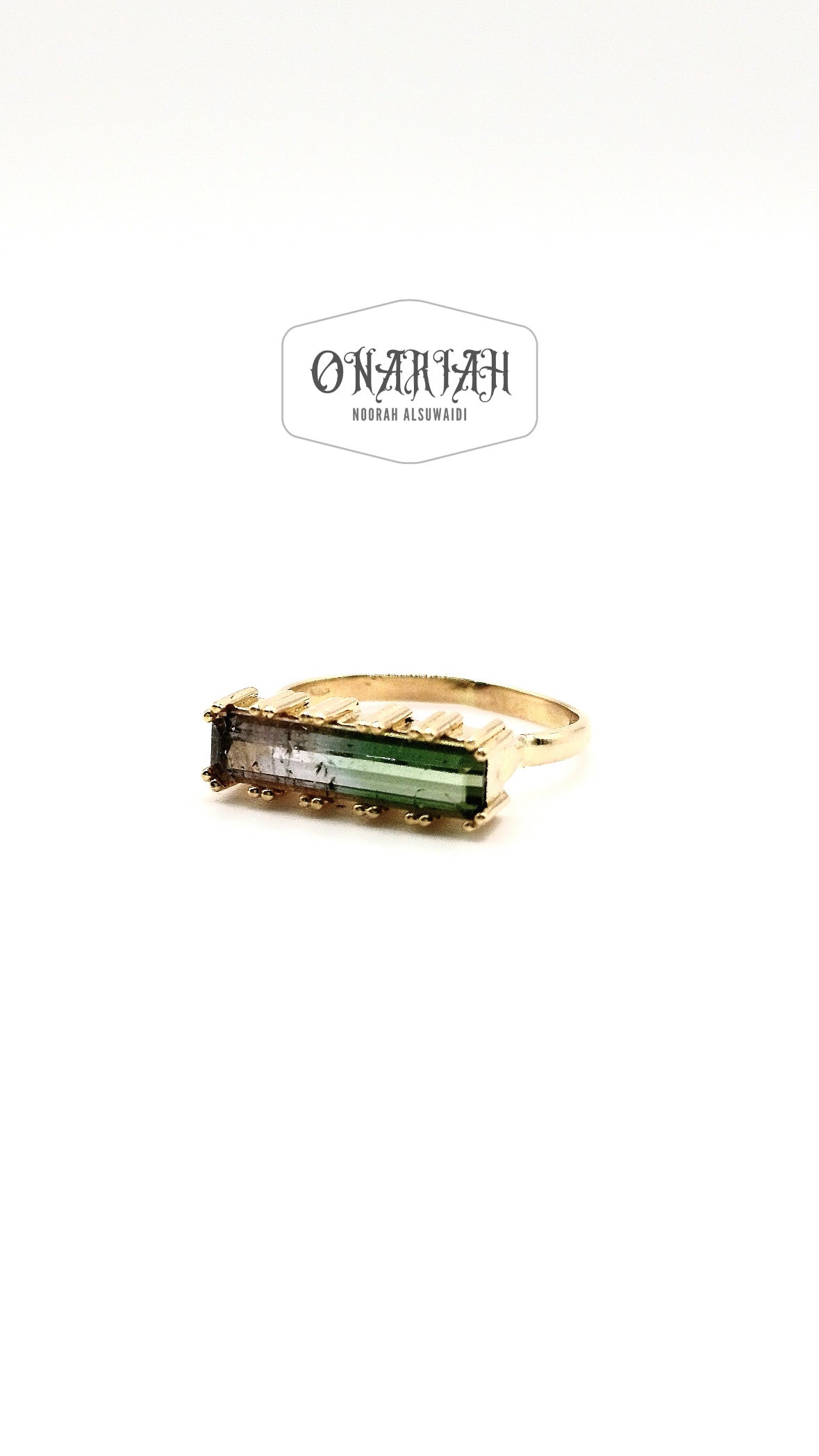 Tourmaline Bar 18k Gold Ring