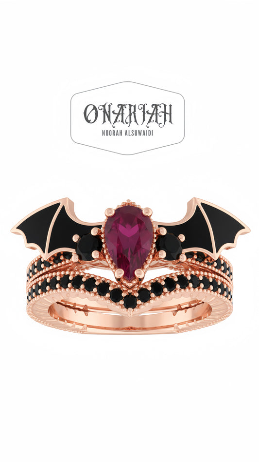 Morticia Morbid Twin Ring - 18k Rose Gold