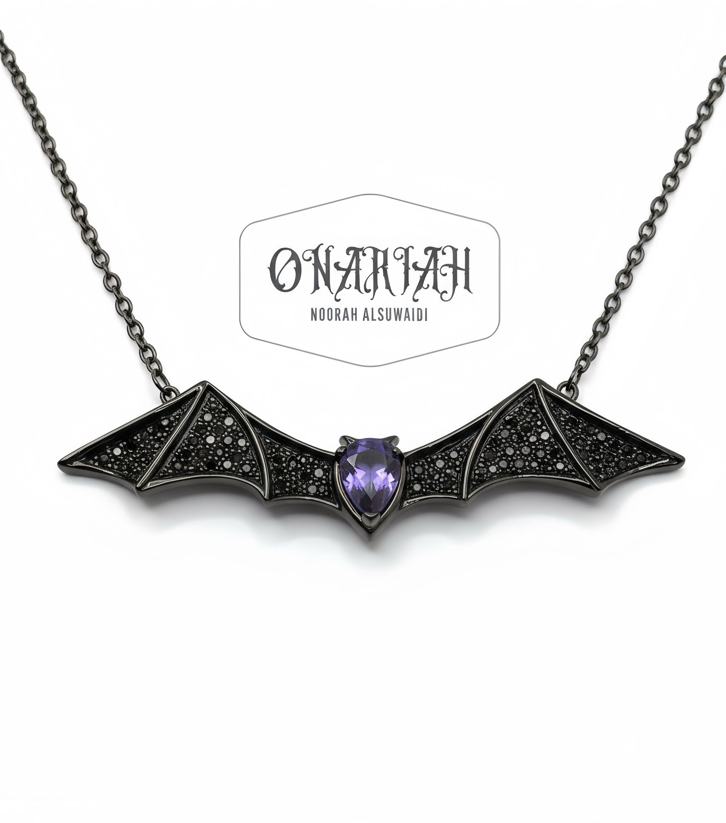 Morticia Dark Glam Bat Necklace