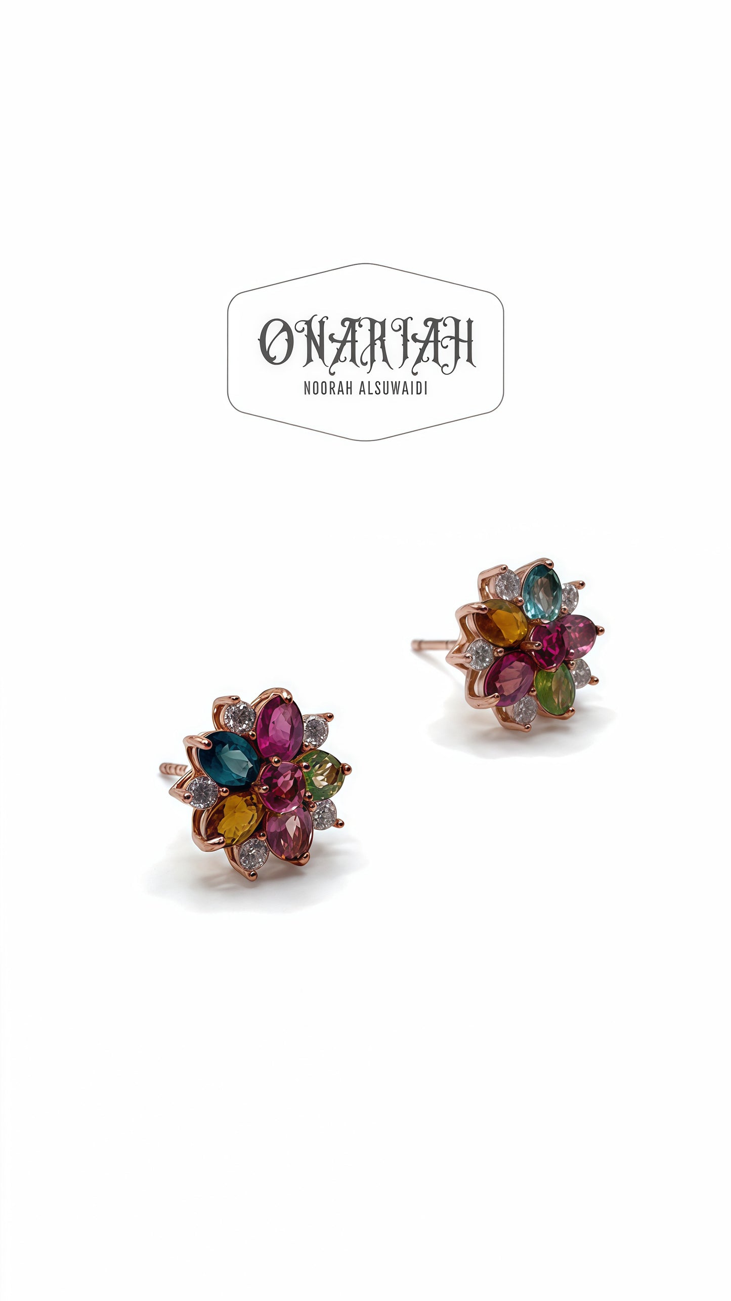 Gaia Rainbow Tourmaline Flower Earrings