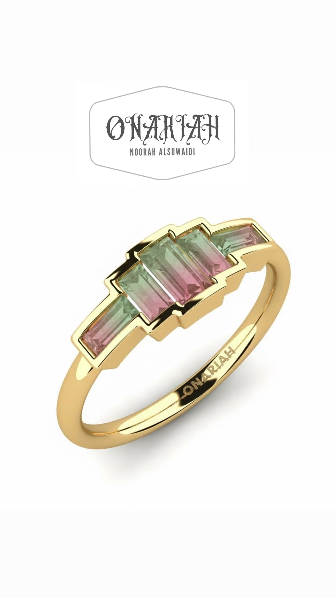 Tourmaline Geometric Ring - 18k Gold