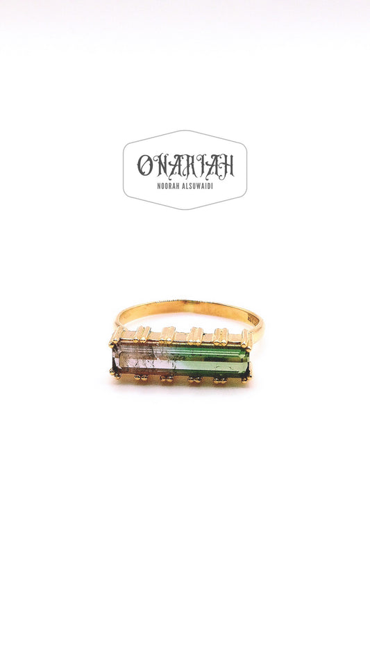 Tourmaline Bar 18k Gold Ring